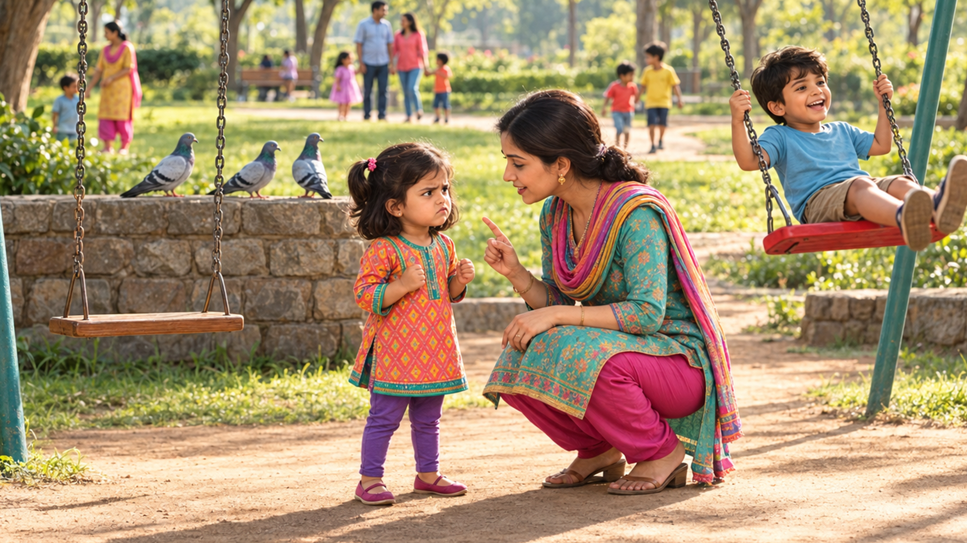 Anu and the Red Swing - Family Moment at the Playground